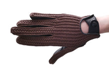 画像をギャラリービューアに読み込む, レディース手袋◇ナパレザー/ニットドライビンググローブ◇イエローブラウン×グレー/OLDGOLD×GRIGIO