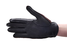 画像をギャラリービューアに読み込む, レディース手袋◇ナパレザー/ニットドライビンググローブ◇イエローブラウン×グレー/OLDGOLD×GRIGIO