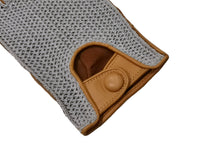 画像をギャラリービューアに読み込む, メンズ手袋◆ナパレザー/ニットドライビンググローブ◆イエローブラウン×グレー/OLD GOLDxGRAY 《アウトステッチ》