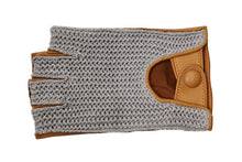 画像をギャラリービューアに読み込む, メンズ手袋◆ナパレザー/ニットドライビンググローブ◆イエローブラウン×グレー/OLD GOLDxGRAY 《アウトステッチ》