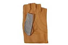 画像をギャラリービューアに読み込む, メンズ手袋◆ナパレザー/ニットドライビンググローブ◆イエローブラウン×グレー/OLD GOLDxGRAY 《アウトステッチ》