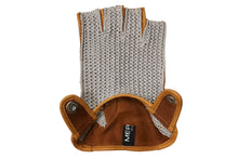 画像をギャラリービューアに読み込む, メンズ手袋◆ナパレザー/ニットドライビンググローブ◆イエローブラウン×グレー/OLD GOLDxGRAY 《アウトステッチ》