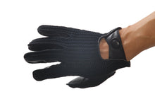 画像をギャラリービューアに読み込む, メンズ手袋◆ナパレザー/ニットドライビンググローブ◆ブラウン×ブルー/MINKxBLUE【アウトステッチ】