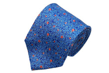 画像をギャラリービューアに読み込む, MEROLA SERIES ネクタイ◆ライトブルー×草花模様(ブルー・オレンジ)《50オンス》