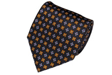 画像をギャラリービューアに読み込む, BLUE LABEL ネクタイ ◇ シルク ◇ ネイビー × 花柄 (オレンジ)