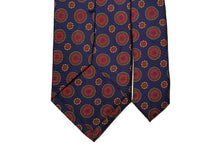 画像をギャラリービューアに読み込む, BLUE LABEL ネクタイ ◇ シルク ◇ ネイビー×小紋(大)(花弁16枚・オレンジ)