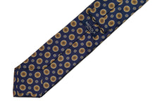 画像をギャラリービューアに読み込む, BLUE LABEL ネクタイ ◇ シルク ◇ ネイビー×小紋(大)(花弁16枚・イエロー)