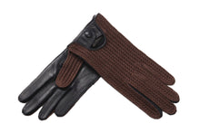 画像をギャラリービューアに読み込む, レディース手袋◇ナパレザー/ニットドライビンググローブ◇ ブルー×ダークブラウン/BLUE×MORO
