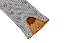 画像をギャラリービューアに読み込む, レディース手袋◇ナパレザー/ニットドライビンググローブ◇イエローブラウン×グレー/OLDGOLD×GRIGIO