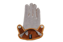 画像をギャラリービューアに読み込む, レディース手袋◇ナパレザー/ニットドライビンググローブ◇イエローブラウン×グレー/OLDGOLD×GRIGIO