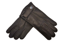 画像をギャラリービューアに読み込む, メンズ手袋◆ディアスキン◆ダークブラウン/MORO 《ベルトタイプ ・ カシミヤ》