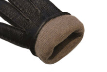 画像をギャラリービューアに読み込む, メンズ手袋◆ディアスキン◆ダークブラウン/MORO 《ベルトタイプ ・ カシミヤ》