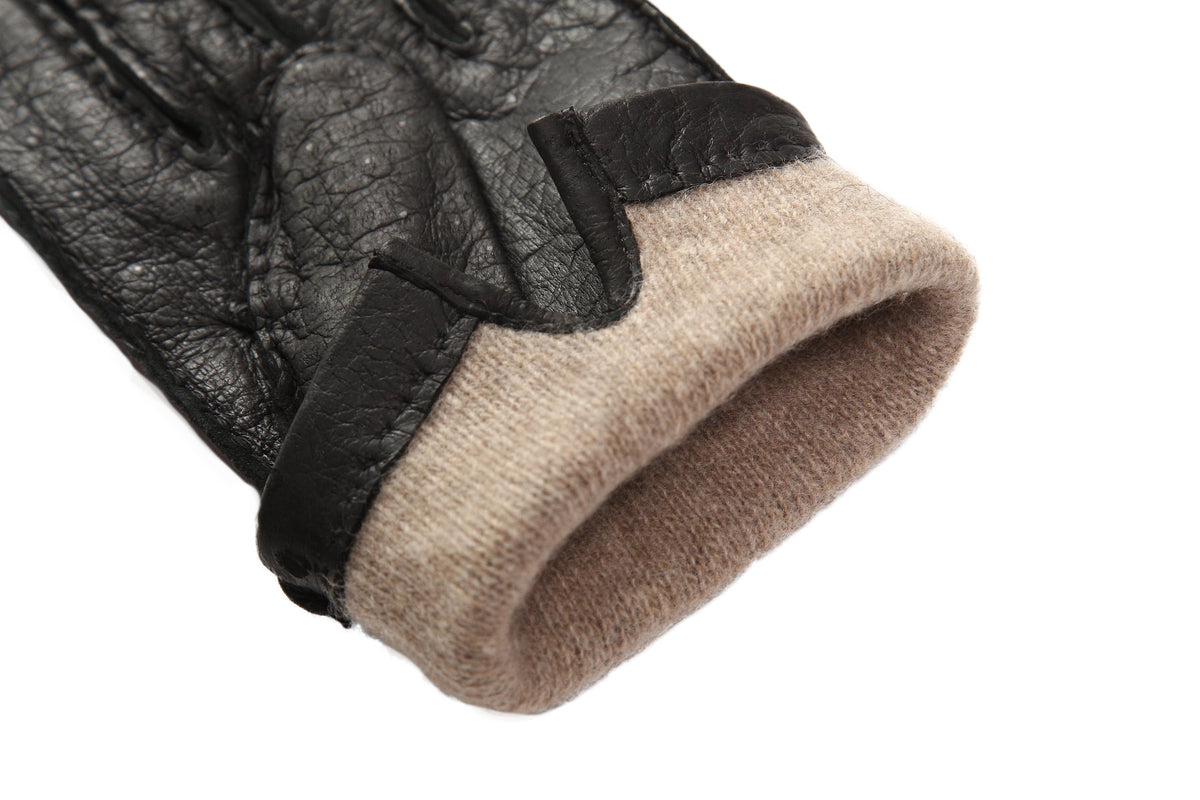 メンズ手袋◇ペッカリー◇ブラック/NERO《カシミヤ》 – Merola