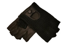 画像をギャラリービューアに読み込む, メンズ手袋◆ナパレザー/ニットドライビンググローブ◆ブラック×ブラック/NEROxNERO 《アウトステッチ》