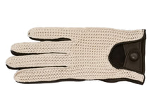 画像をギャラリービューアに読み込む, メンズ手袋◆ナパレザー/ニットドライビンググローブ◆ダークブラウン×オフホワイト/MOROxIVORY【アウトステッチ】