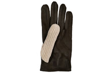 画像をギャラリービューアに読み込む, メンズ手袋◆ナパレザー/ニットドライビンググローブ◆ダークブラウン×オフホワイト/MOROxIVORY【アウトステッチ】
