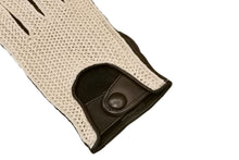 画像をギャラリービューアに読み込む, メンズ手袋◆ナパレザー/ニットドライビンググローブ◆ダークブラウン×オフホワイト/MOROxIVORY【アウトステッチ】