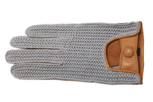 画像をギャラリービューアに読み込む, メンズ手袋◆ナパレザー/ニットドライビンググローブ◆イエローブラウン×グレー/OLD GOLDxGRAY【アウトステッチ】