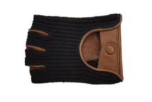 画像をギャラリービューアに読み込む, メンズ手袋◆ナパレザー/ニット ドライビンググローブ◆ブラック×キャメル/NEROxCAMEL 《インステッチ》