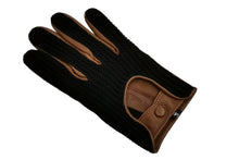 画像をギャラリービューアに読み込む, メンズ手袋◆ナパレザー/ニット ドライビンググローブ◆ブラック×キャメル/NEROxCAMEL 【インステッチ】