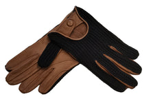 画像をギャラリービューアに読み込む, メンズ手袋◆ナパレザー/ニット ドライビンググローブ◆ブラック×キャメル/NEROxCAMEL 【インステッチ】