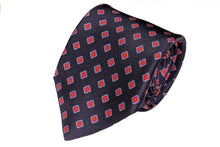 画像をギャラリービューアに読み込む, MEROLA SERIES ネクタイ ◆ スクエア柄×ネイビー《50オンス》
