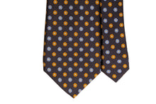 画像をギャラリービューアに読み込む, MEROLA SERIES ネクタイ ◆ 花小紋(ネイビー・オレンジ)《50オンス》