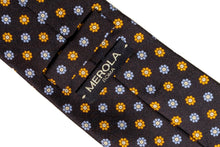 画像をギャラリービューアに読み込む, MEROLA SERIES ネクタイ ◆ 花小紋(ネイビー・オレンジ)《50オンス》