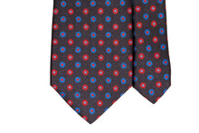 画像をギャラリービューアに読み込む, MEROLA SERIES ネクタイ ◆ 花小紋(ネイビー・レッド)《50オンス》