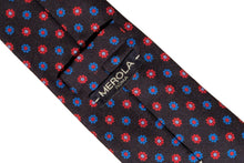 画像をギャラリービューアに読み込む, MEROLA SERIES ネクタイ ◆ 花小紋(ネイビー・レッド)《50オンス》
