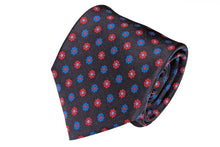 画像をギャラリービューアに読み込む, MEROLA SERIES ネクタイ ◆ 花小紋(ネイビー・レッド)《50オンス》