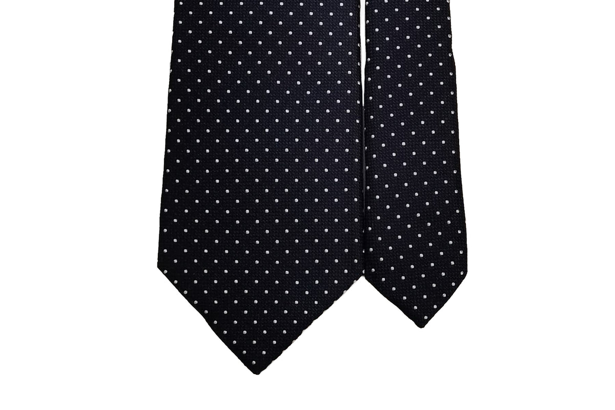MILANO SERIES ネクタイ ◇ ネイビー×ピンドット (ホワイト