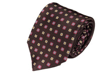 画像をギャラリービューアに読み込む, MILANO SERIES ネクタイ ◆ ブラウン×小紋《セッテピエゲ》