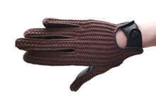 画像をギャラリービューアに読み込む, レディース手袋◇ナパレザー/ニットドライビンググローブ◇ダークブラウン×ホワイト/MORO×AVORIO