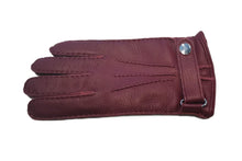 画像をギャラリービューアに読み込む, メンズ手袋◆ディアスキン◆ボルドー/BORDEAUX《ベルトタイプ・カシミヤ》
