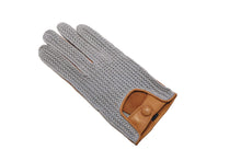 画像をギャラリービューアに読み込む, メンズ手袋◆ナパレザー/ニットドライビンググローブ◆イエローブラウン×グレー/OLD GOLDxGRAY【アウトステッチ】