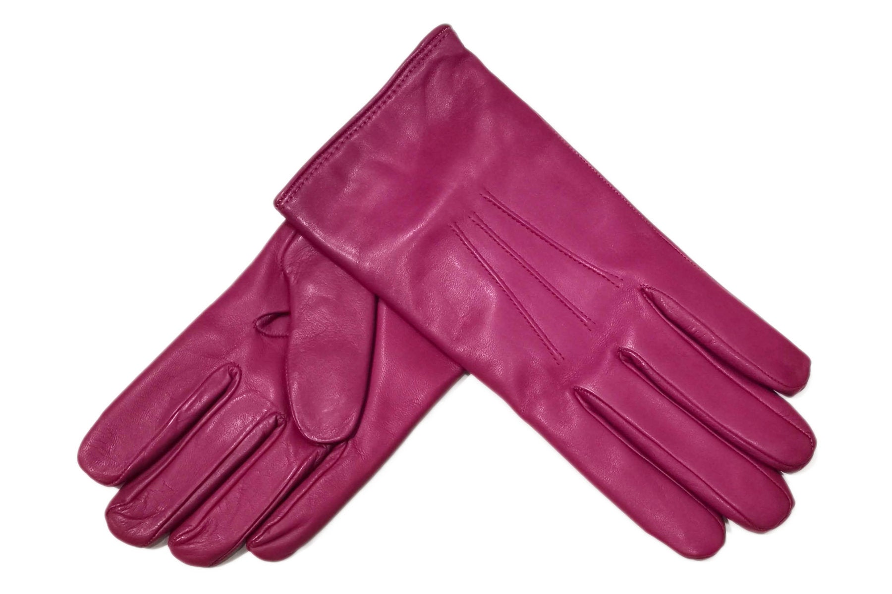 【美品】エルメス　グローブ　手袋　ステッチ　カシミア×レザー　ピンク　6 1/2 メンズ手袋◇ナパレザー◇フューシャピンク/CICLAMEN《カシミヤ》 – Merola