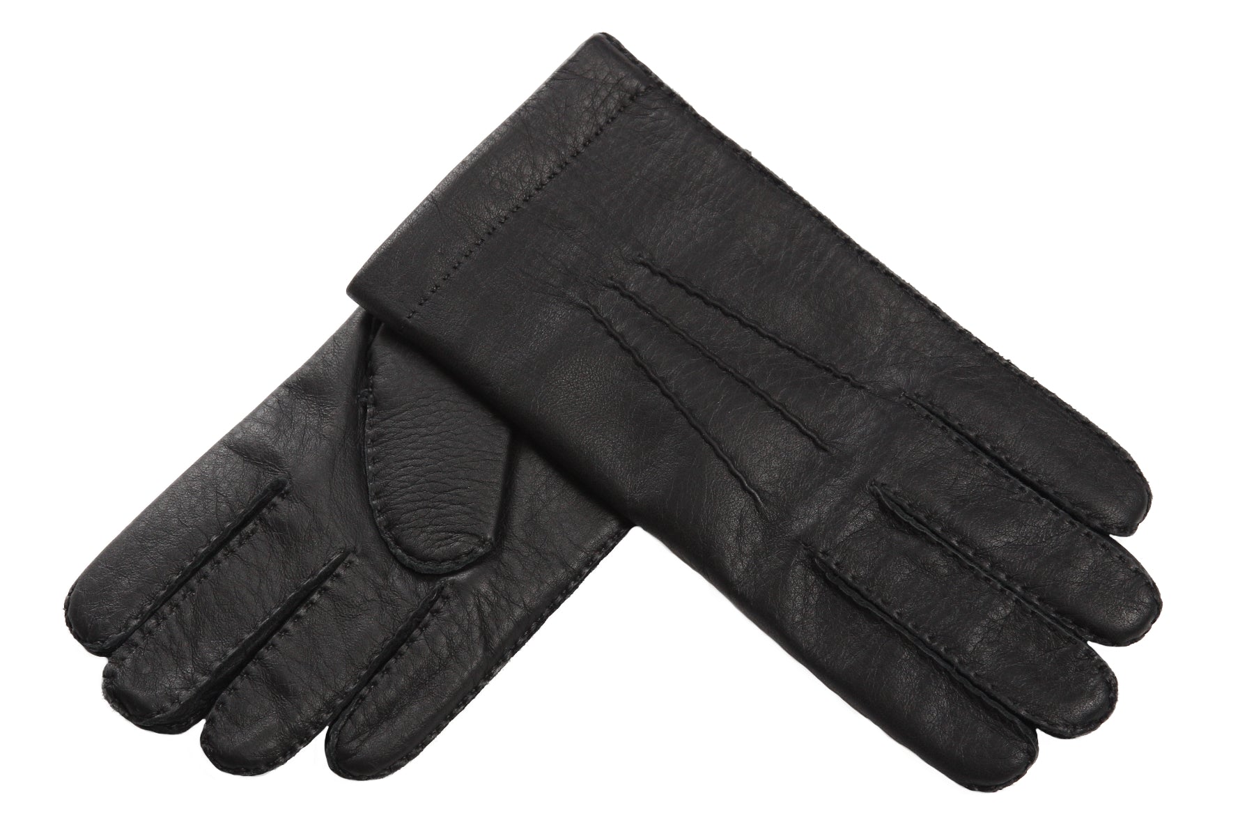 内祝い メローラ 手袋 – ペッカリーコルク色 カシミア黒 革手袋 
