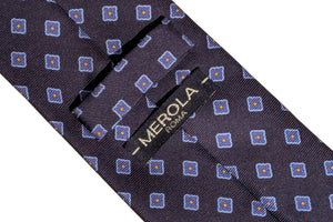 MEROLA SERIES ネクタイ ◆ スクエア柄×ブルー《50オンス》
