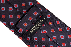 MEROLA SERIES ネクタイ ◆ スクエア柄×ネイビー《50オンス》