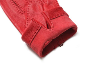 メンズ手袋◆ディアスキン◆レッド/ROSSO 《ノーライニング》