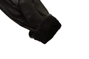メンズ手袋◆ナパレザー×スウェードドライビンググローブ◆ブラック/NERO《タッチスクリーン対応 ・ シルク》